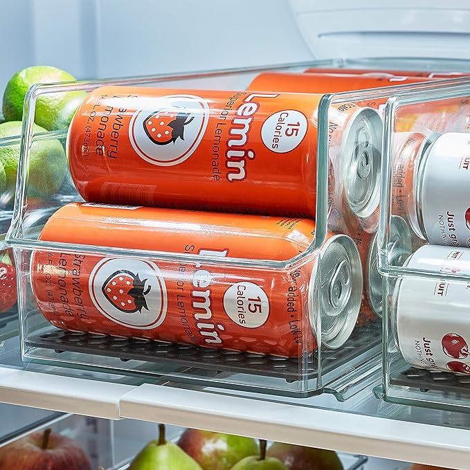 Spectrum Hexa in-Fridge Bin, Tall Holder Dispenser Rack for Storage and Organization, Holds Drink Cans, Meats, Produce, and More, Clear