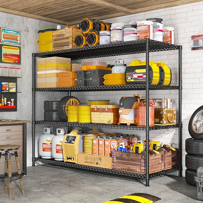68''W Storage Shelves 2500LBS Wire Shelving Unit, Adjustable Garage Shelving Heavy Duty, Metal Shelving for Garage, Pantry, Kitchen, Basement, Commercial Industrial,68.1"W x 20.9"D x 70.9"H