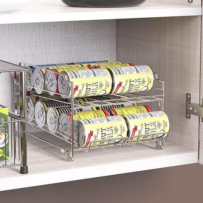 Simple Houseware Dual Row Front Loading Can Dispenser, Chrome