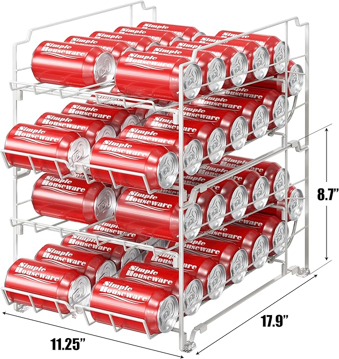 Simple Houseware Dual Row Front Loading Stackable Can Dispenser, White