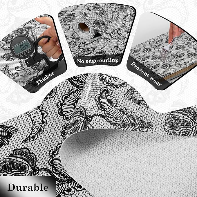 ALIUNI Drawer and Shelf Liner, Non-Slip Kitchen Cabinet Liners Non-Adhesive Thick Strong Grip Waterproof Washable Mats Protect Dresser Shelves Cupboard Bathroom Cabinets, Boho: Floral, 18 in X 10 FT