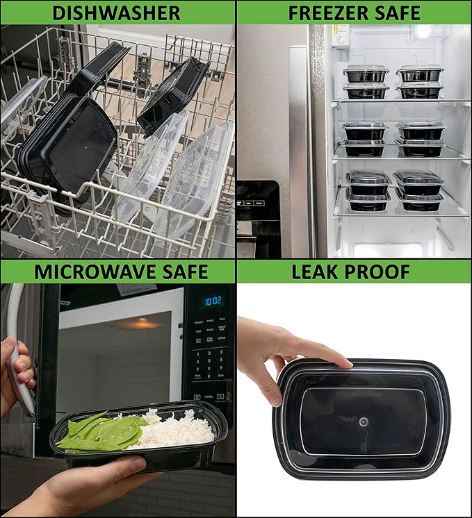 SafeWare Meal Prep Container Reusable with Lids [25 Set] 24oz. Ideal-Food Prep Containers, Food Storage Bento Box, Portion Control | Stackable | Microwave | Dishwasher | Freezer Safe