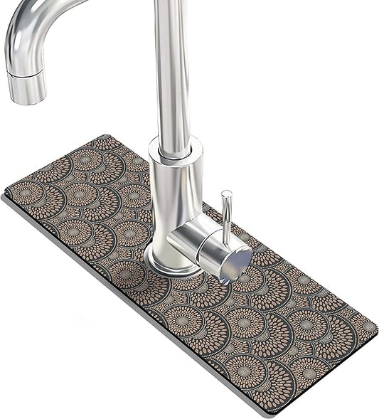 Kitchen Sink Splash Guard Faucet Mat Super Absorbent Fast Drying Mat Sink Gadgets Splash Guard Behind Faucet Drip Catcher for Kitchen (Grey, 15x5.5in)
