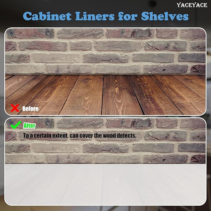 YACEYACE Cabinet Liner for Kitchen, Clear 12” x 20 FT Shelf Cabinet Liner, Waterproof, Non-Slip, Non Adhesive, Shelf Liners for Drawer, Refrigerator