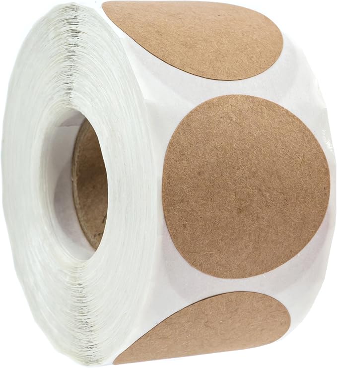 1.5" Brown Kraft Stickers / 500 Blank Brown Labels Roll/DIY Crafting Canning Project Permanent Adhesive Small Label/Made in The USA