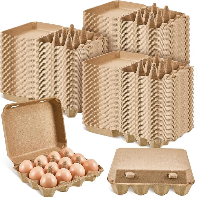 Rtteri 150 Pcs Egg Cartons Bulk 3x4 Style Egg Storage Containers Holder for Fresh Duck Quail Storage Kitchen Family Farmhouse (Natural Color)