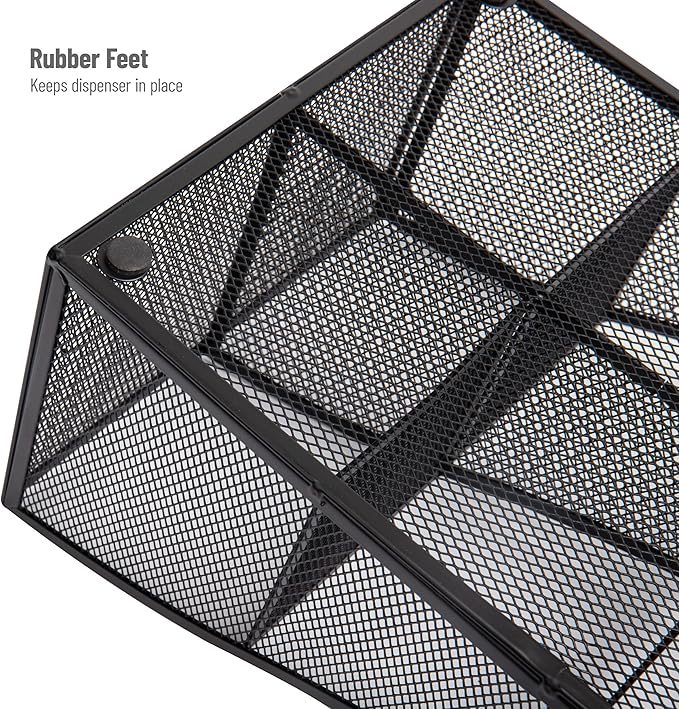 Mind Reader Countertop Organizer, Office Breakroom Supply Caddy, Desktop Organizer, Metal Mesh, Black (Pack of 6)